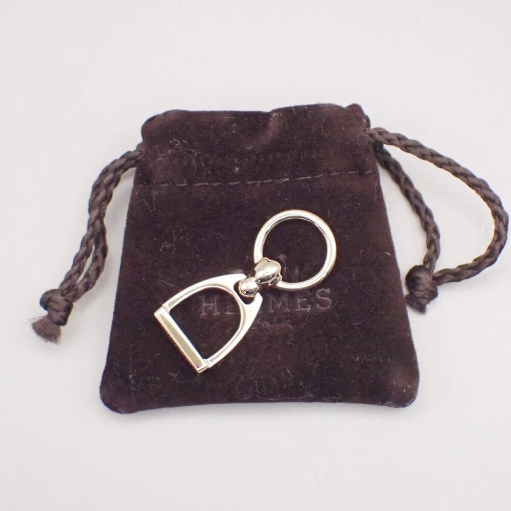 HERMES Logo Charms Etrier Twilly Ring Palladium Plated brass Italy - Picture 13 of 13